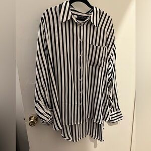 Satin striped button down